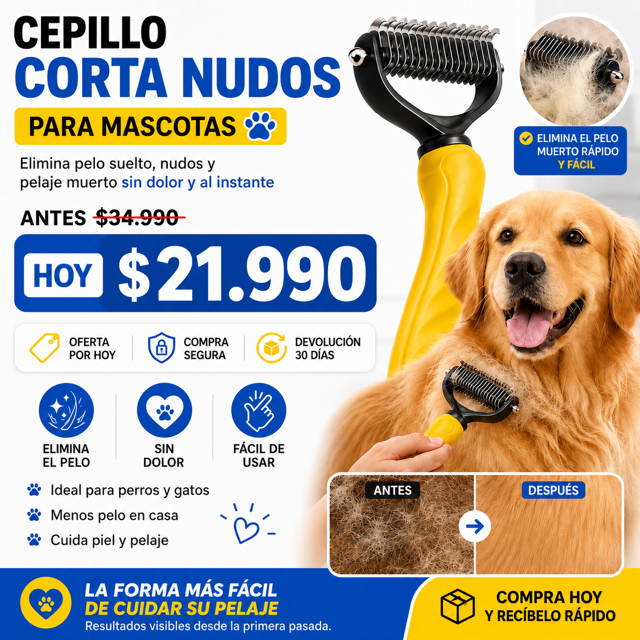 Cepillo NuvoraPet Corta Nudos