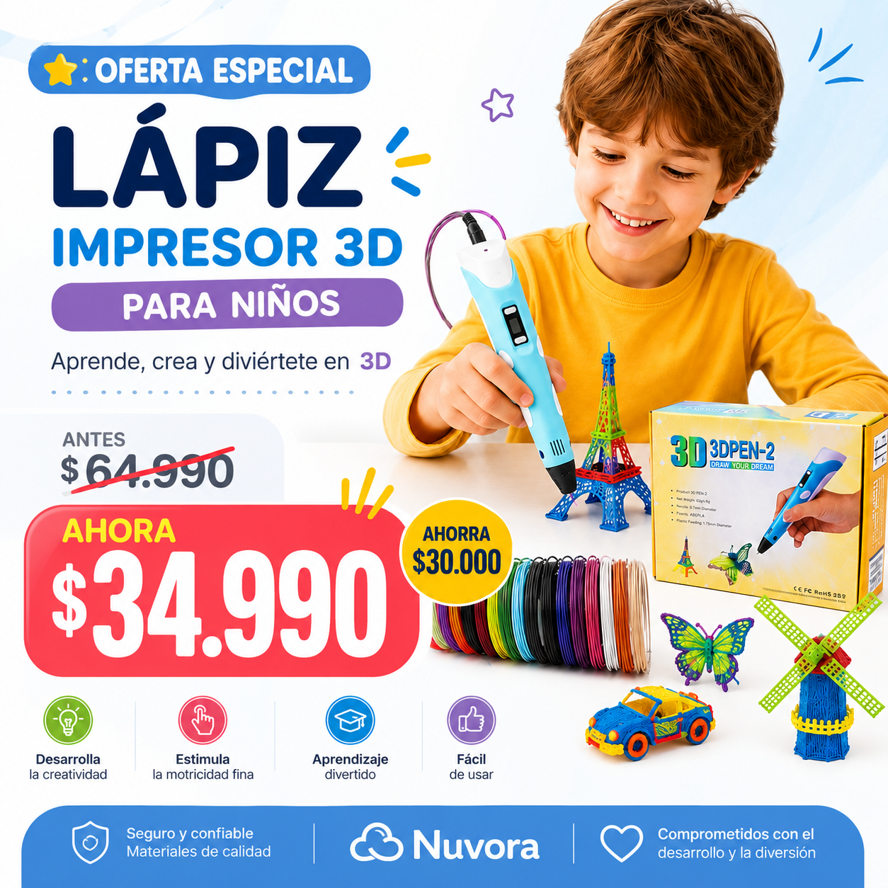 Lapiz Impresora 3D NuvoraKids